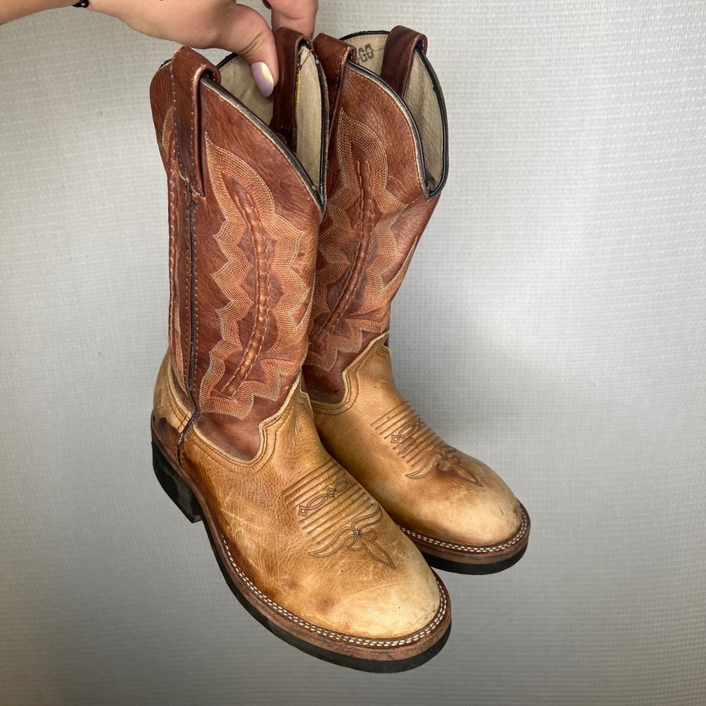 Durango Mens 7.5 Brown Tan Leather Western Cowboy Boots Round Toe